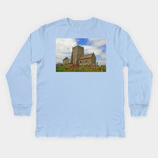 The Church of St Nicholas, Uphill Kids Long Sleeve T-Shirt